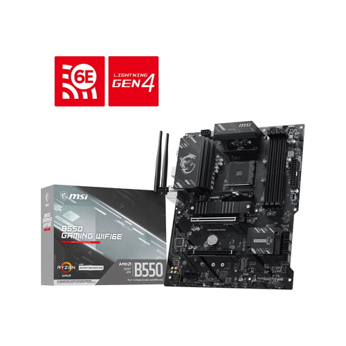 MSI MB B550 GAMING WIFI6E, B550, AM4, 4DDR4, 2PCI-Ex16, 1PCI-Ex1, 2M.2, 6SATA3, 2USB10G,5U