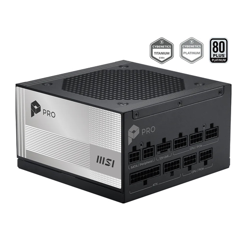 MSI ALIMENTATORE PRO A1000PL PCIE5, EU, BLACK EMBOSSED CABLE , 1000W, FULL -MODULAR , PLATINUM