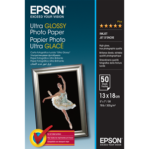 EPSON C13S041944 CARTA 13x18cmULTRA GLOSSY/50fogli/300gr.