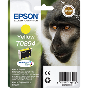 EPSON SUPPLIES T0894 Cartuccia inchiostro a pigmenti giallo EPSON DURABrite Ultra, nella nuova confezione blister RS