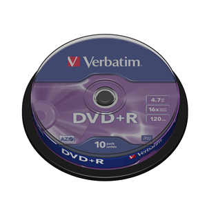 DVD+R VERBATIM 16X/2,7GB/120" CAKE 10/43498