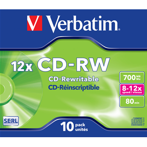 CD-RW VERBATIM 8x-10x/12x 700Min. J.CASE SERL KIT 10 PZ.