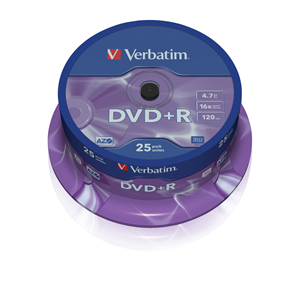 DVD+R VERBATIM 16x/4,7GB/120MICAKE 25/CRYSTAL/43500