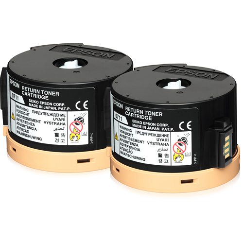 Epson 0711 - Confezione da 2 - alta capacit? - nero - originale - cartuccia toner Epson Return Program - per WorkForce AL-M200DN, AL-M200DN Double pack bundle ETD, AL-M200DW, AL-MX200DNF, AL-MX200DWF