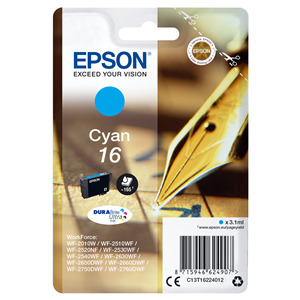 EPSON SUPPLIES Epson 16 - 3.1 ml - ciano - originale - cartuccia d'inchiostro - per WorkForce WF-2010, 2510, 2520, 2530, 2540, 2630, 2650, 2660, 2750, 2760