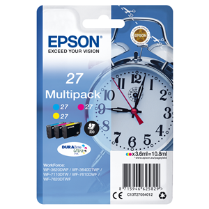 Epson 27 Multi-Pack - Confezione da 3 - 10.8 ml - giallo, ciano, magenta - originale - cartuccia d'inchiostro - per WorkForce WF-3620, WF-3640, WF-7110, WF-7210, WF-7610, WF-7620, WF-7710, WF-7715, WF-7720