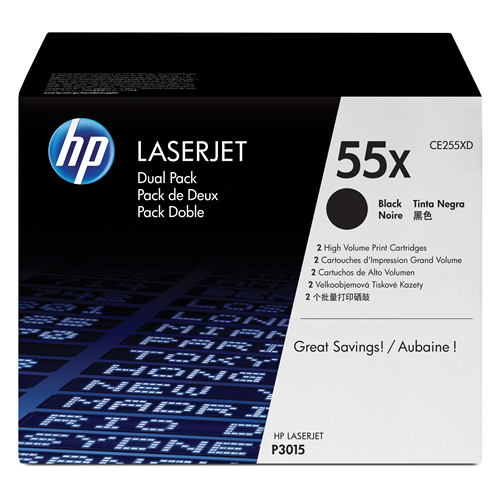 HP TONER NERO 55X PER LJ P3015 12.500 PAG (CONF 2 PZ)